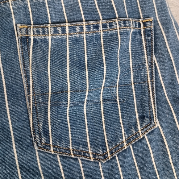 American Eagle Women's Size 10 Blue White Striped High-Rise 32x27 Mom Jeans - Picture 7 of 12